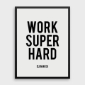 WORK SUPER HARD B&W ELON MUSK STICKER