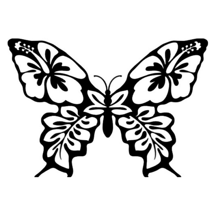 Butterfly-Hibiscus-Flower-Decal