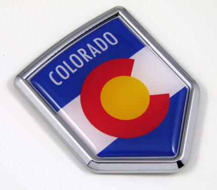 colorado US state flag domed chrome emblem car badge decal