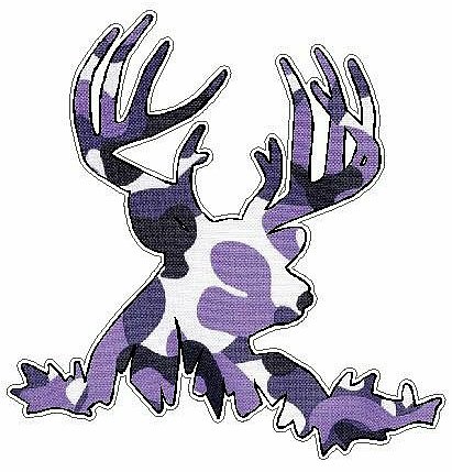 Deer Head Decal 55 - Camo Purple