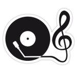 DJ sticker Record and Music Symbol