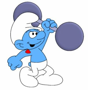 Hefty Smurf Lifting Weights Color Sticker