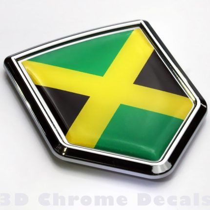 Jamaica Flag Crest Jamaican Emblem Chrome Car Decal Sticker