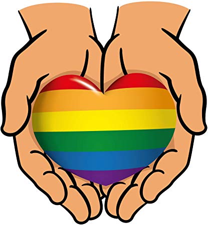 lgbtq heart in hands sticker