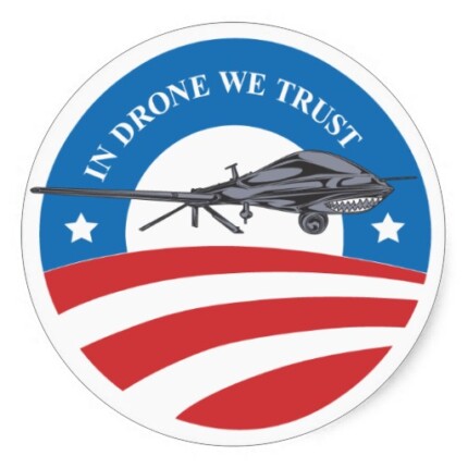 obama victory in drone we trust sticker