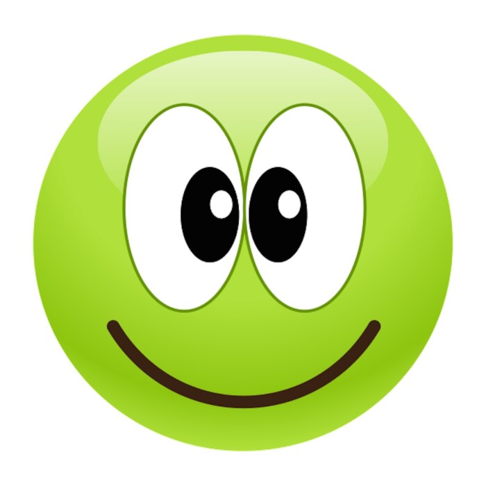 smile green google eyes sticker