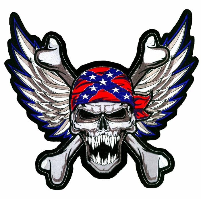 01 WINGED REBEL SKULL AND CROSSBONES STICKER