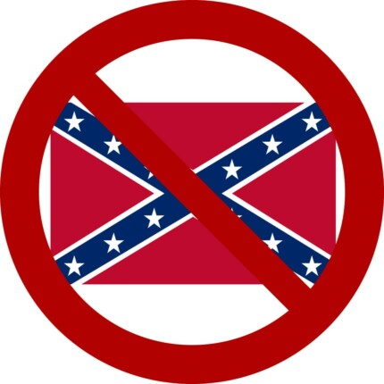 banned no rebel flag round sticker
