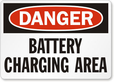 Battery Charging Area Danger Sign