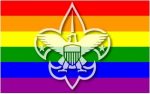Boy Scout Logo with Gay Pride Flag Sticker