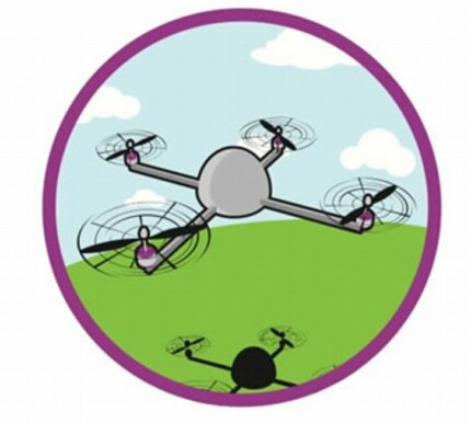 cartoon drone circular decal