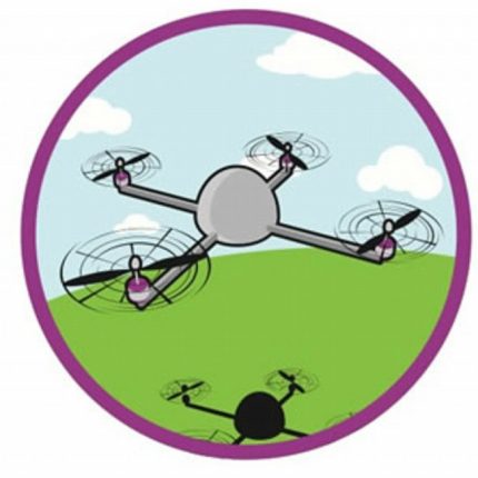 cartoon drone circular decal