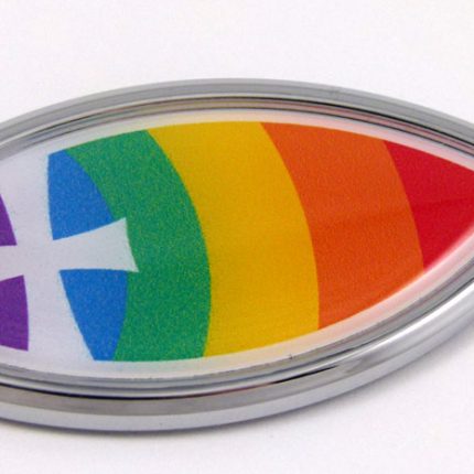 Christian Rainbow Jesus Fish 3D Auto Emblem