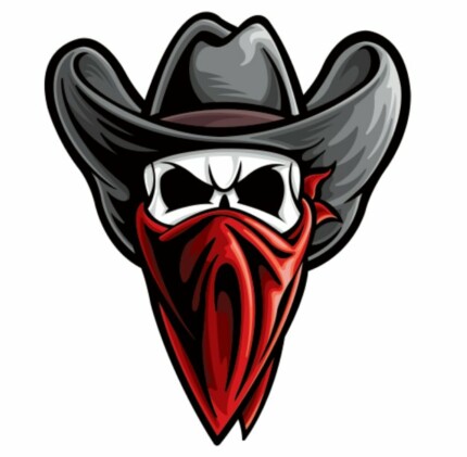 cowboy skull robber color sticker