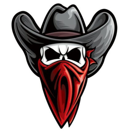 cowboy skull robber color sticker