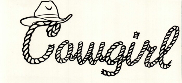 COWGIRL ROPE WITH HAT STICKER