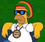 Homer with Rasta Hat Decal