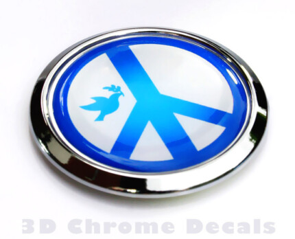 Peace Symbol with Dove Decal Car Chrome Emblem Sticker
