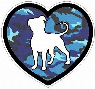 PITBULL HEART STICKER FILLS camo blue