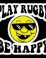 play rugby be happy sticker