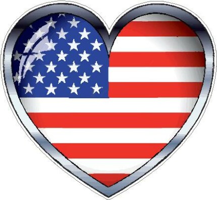 3D Heart Flag Sticker