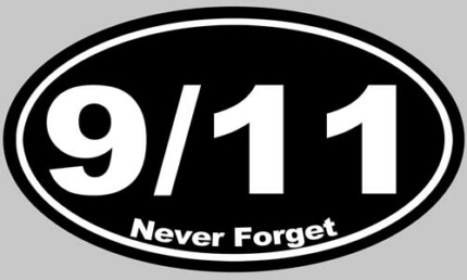 911 Never Forget Black Oval Sticker