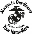 Always in Our Hearts Marines Sticker