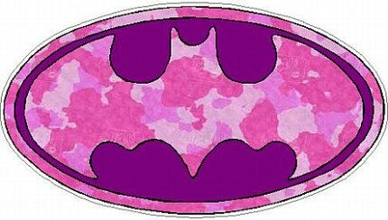Bat Oval Camo Pink Sticker