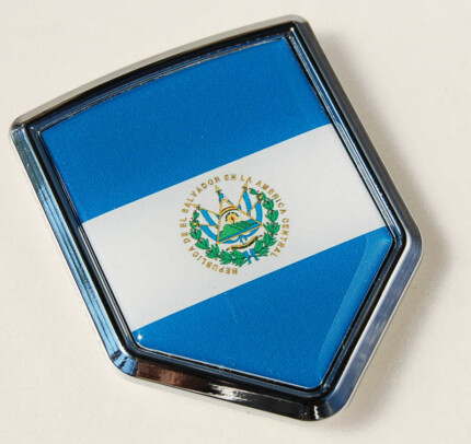 El Salvador Flag Crest Car Chrome Emblem Decal Sticker