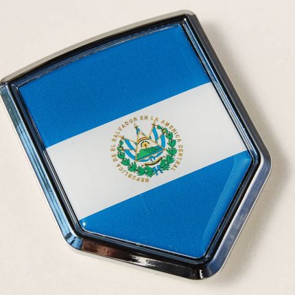 El Salvador Flag Crest Car Chrome Emblem Decal Sticker