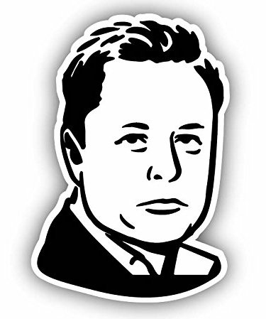 ELON SERIOUS FACE BLACK AND WHITE STICKER
