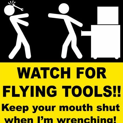 Flying Tools Funny Warning Sticker