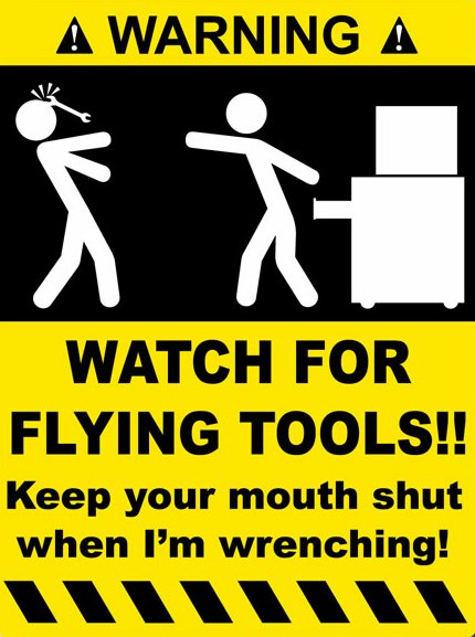 Flying Tools Funny Warning Sticker