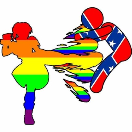 gay-bashing Confederate flag