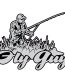 GRAY BLACK WHITE flu guy fishing sticker