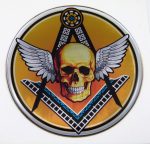 Mason Skull Round Dome 3D Chrome Background Adhesive Car Badge