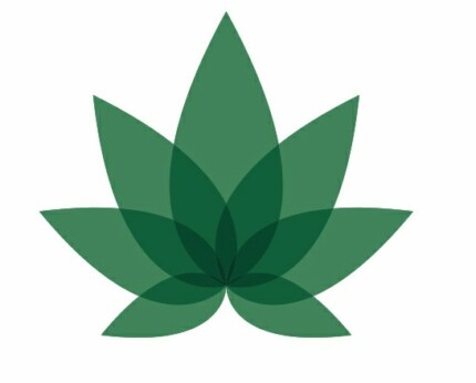 medical marijuana logo sticker green leaf overlap