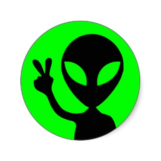 Peaceful Alien Round Stickers