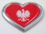 Poland Chrome HEART 3D Adhesive Emblem