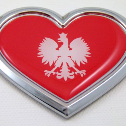 Poland Chrome HEART 3D Adhesive Emblem