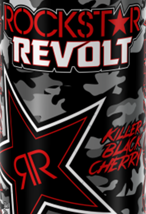 Rockstar REVOLT KILLER BLACK CHERRY energy drink can shaped sticker