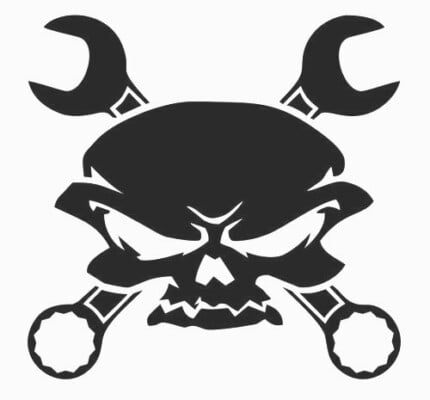 Skull with Wrenches Crossbones Die Cut Decal