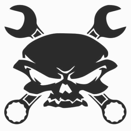 Skull with Wrenches Crossbones Die Cut Decal