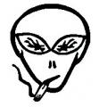 weed smokin alien decal