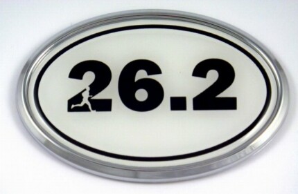 26.2 White Running Oval 3D Chrome Emblem