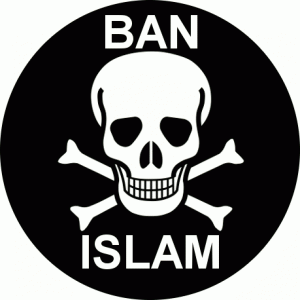 ban islam round sticker