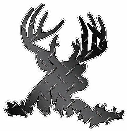 Deer Head Decal 55 - Diamondplate Black