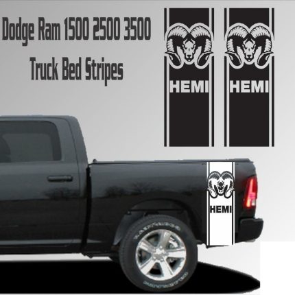 dodge-HEMI WITH ram head 3 truck-bed-stripe COMBO KIT