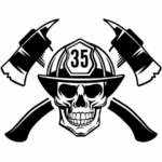 firefighting-rescue-axes-fireman-SKULL DIECUT DECAL