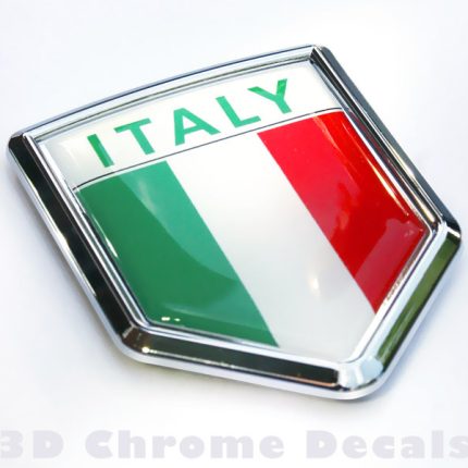 Italy Italian Flag Crest Car Chrome Emblem Decal 3D Sticker